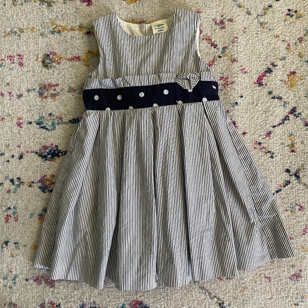 OshKosh B'Gosh Dress Girls 3T Blue Striped Sleevelesss